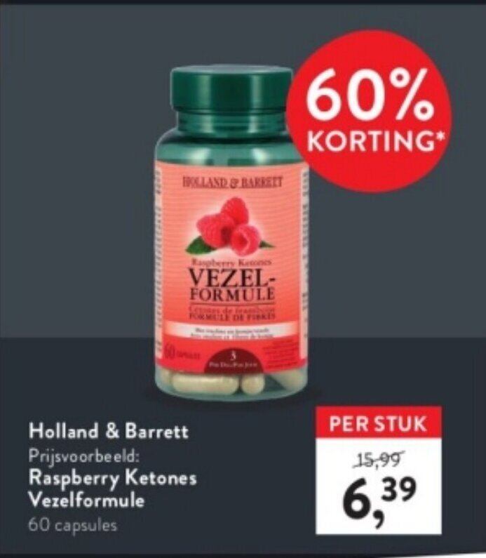 Holland & Barrett Raspberry Ketones Vezelformule 60 Capsules promotie
