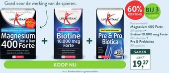 Lucovitaal Magnesium 400 Forte 20 Sachets + Biotine 10.000 mcg Forte 60 Tabletten + Pre & Probiotica 30 Capsules