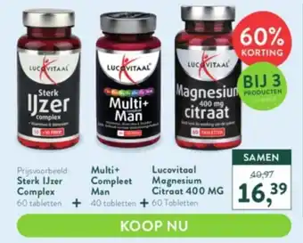 Holland & Barrett Lucovitaal Magnesium Citraat 60gummies + Multi + Sterk IJzer Complex 60 TAbletten aanbieding