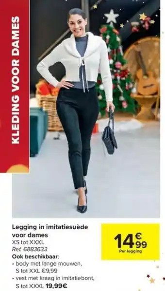 Carrefour Legging in Imitatiesuede voor Dames XS tot XXXL aanbieding