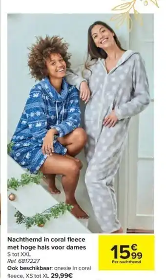 Carrefour Nachthemd in Coral Fleece Met Hope Hals voor Dames S tot XXL aanbieding
