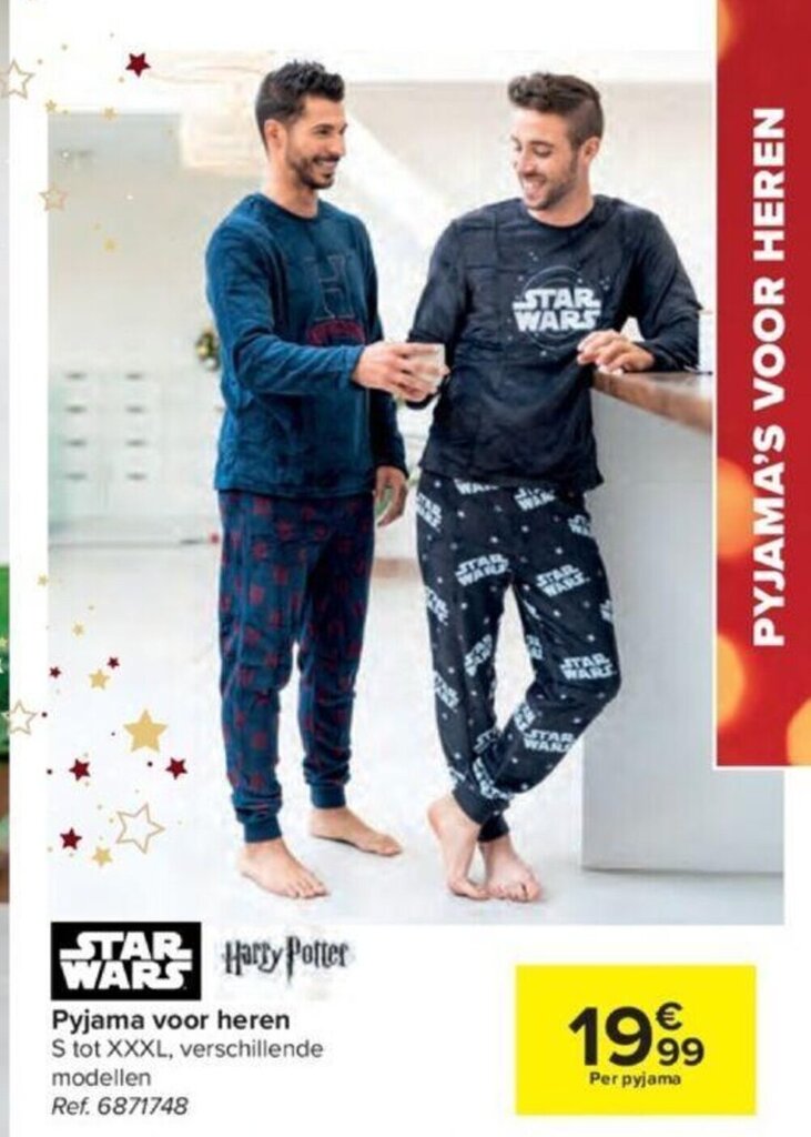 Carrefour Star Wars Pyjama voor Heren S tot XXXL aanbieding