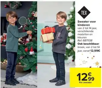 Carrefour Tex Sweater Voor Kinderen van 2 tot 14 Jaar aanbieding