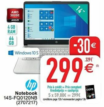Cora Hp notebook 14s-fq0120nb aanbieding