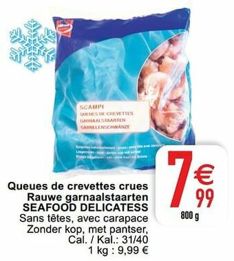 Cora Queues de crevettes crues rauwe garnaalstaarten seafood delicatess aanbieding