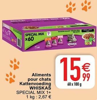 Cora Aliments pour chats kattenvoeding whiskas special mix 1+ aanbieding
