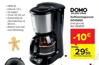 Carrefour Domo Elektro Koffiezetapparaat DO1065K aanbieding