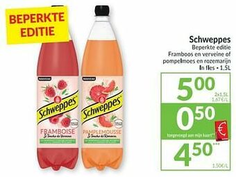 Intermarché Schweppes beperkte editie framboos en verveine of pompelmoes en rozemarijn aanbieding