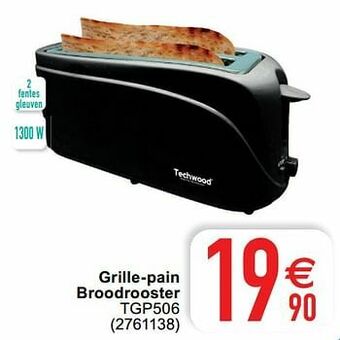 Cora Techwood grille-pain broodrooster tgp506 aanbieding