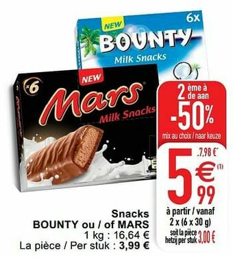 Cora Snacks bounty ou - of mars aanbieding