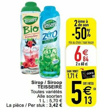 Cora Sirop - siroop teisseire aanbieding