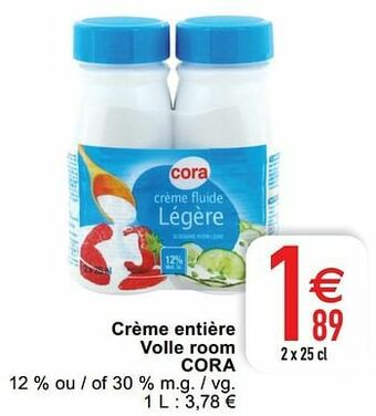Crème entière volle room cora