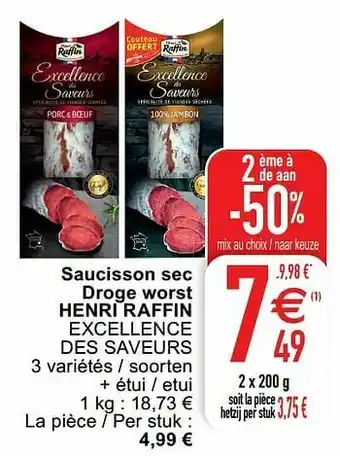 Cora Saucisson sec droge worst henri raffin excellence des saveurs aanbieding