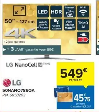 Carrefour LG LED TV 50" 50NANO786QA aanbieding