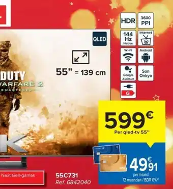Carrefour TCL QLED-TV 55" 55C731 aanbieding