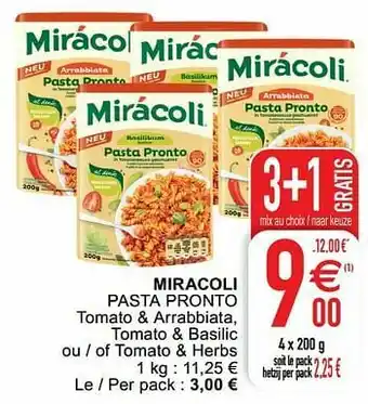 Cora Miracoli pasta pronto aanbieding
