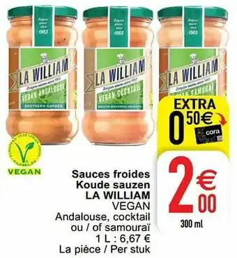 Cora Sauces froides koude sauzen la william vegan aanbieding