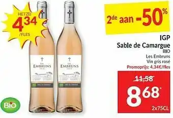 Intermarché Igp sable de camargue bio les embruns vin gris rosé aanbieding