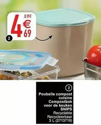 Poubelle compost cuisine compostbak voor de keuken snips
