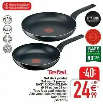 Cora Set de 2 poêles set van 2 pannen easy cooknclean aanbieding