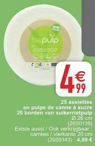 Cora 25 assiettes en pulpe de canne à sucre 25 borden van suikerrietpulp aanbieding