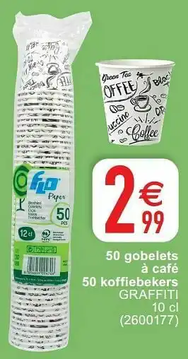 Cora 50 gobelets à café 50 koffiebekers graffiti aanbieding