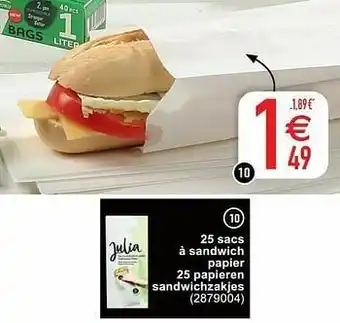 25 sacs à sandwich papier 25 papieren sandwichzakjes