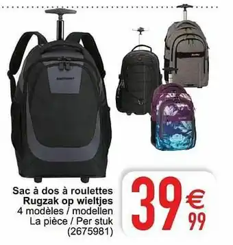 Cora Sac à dos à roulettes rugzak op wieltjes aanbieding