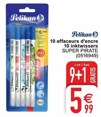 10 effaceurs d`encre 10 inktwissers super pirate