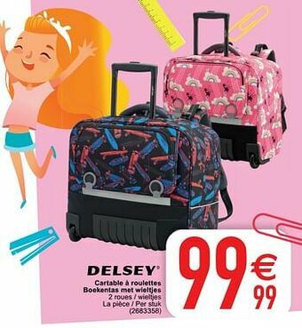 Cora Cartable à roulettes boekentas met wieltjes aanbieding