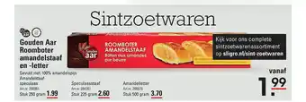 Sligro Gouden aar roomboter amandelstaaf en -letter aanbieding