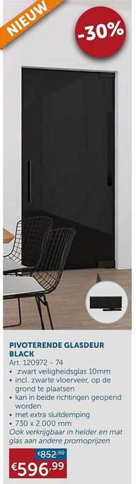 Zelfbouwmarkt Pivoterende glasdeur black aanbieding