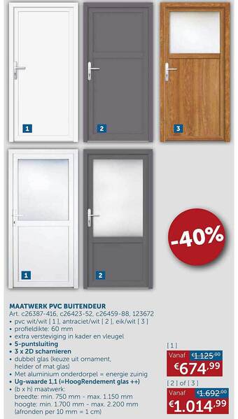 Zelfbouwmarkt Maatwerk pvc buitendeur aanbieding