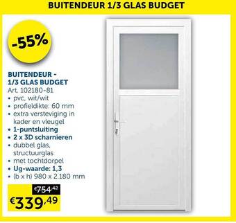 Zelfbouwmarkt Buitendeur - 1 3 glas budget aanbieding