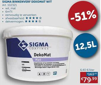 Zelfbouwmarkt Sigma binnenverf dekomat wit aanbieding