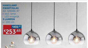 Zelfbouwmarkt Hanglamp zwart glas aanbieding