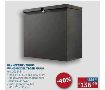 Pakketbrievenbus wandmodel tegen muur