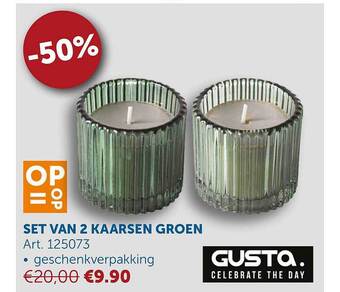 Set van 2 kaarsen groen