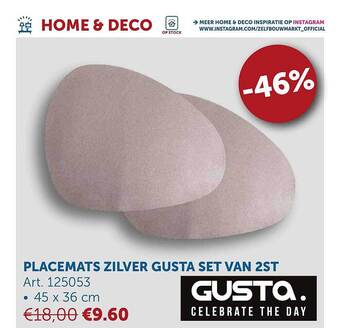 Placemats zilver gusta set van 2st