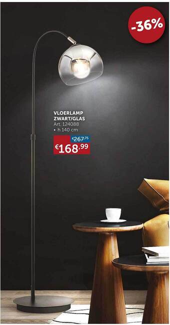Zelfbouwmarkt Vloerlamp zwart glas aanbieding