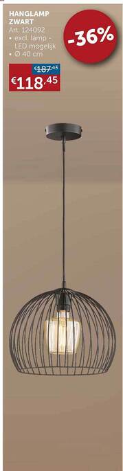 Zelfbouwmarkt Hanglamp zwart aanbieding