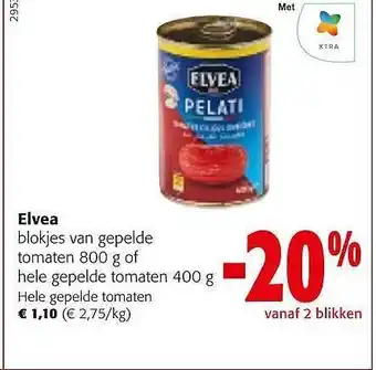 Colruyt Elvea blokjes van gepelde tomaten aanbieding