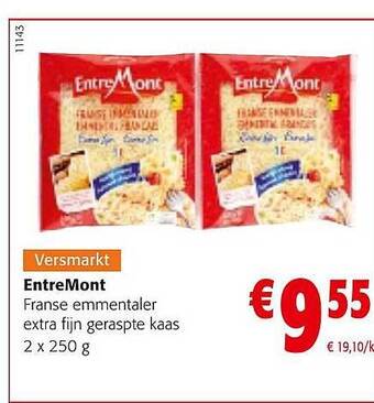 Colruyt Entremont franse emmentaler extra fijn geraspte kaas aanbieding