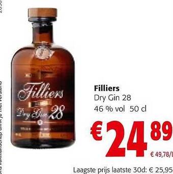 Colruyt Filliers dry gin 28 aanbieding
