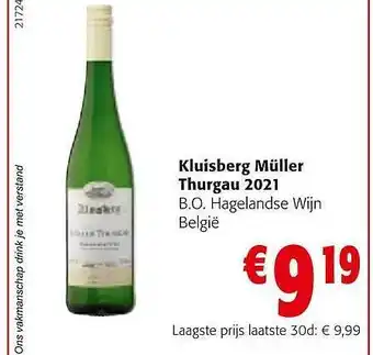Kluisberg müller thurgau 2021 b.o. hagelandse wijn belgïe