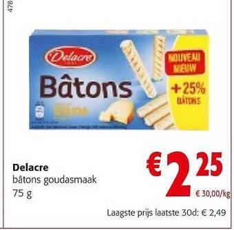 Colruyt Delacre bâtons goudasmaak aanbieding