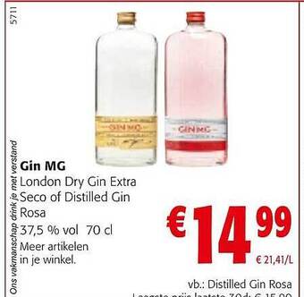Colruyt Gin mg london dry gin extra seco of distilled gin rosa aanbieding
