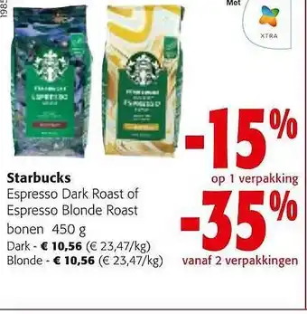 Colruyt Starbucks espresso dark roast of espresso blonde roast bonen aanbieding