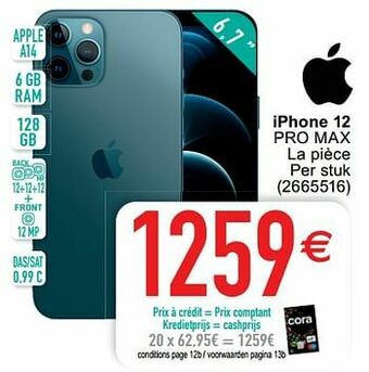 Cora Apple iphone 12 pro max aanbieding