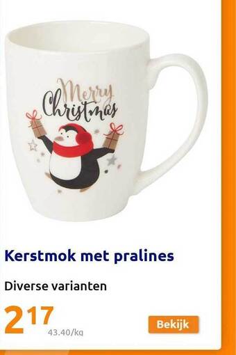 Action Kerstmok met pralines aanbieding